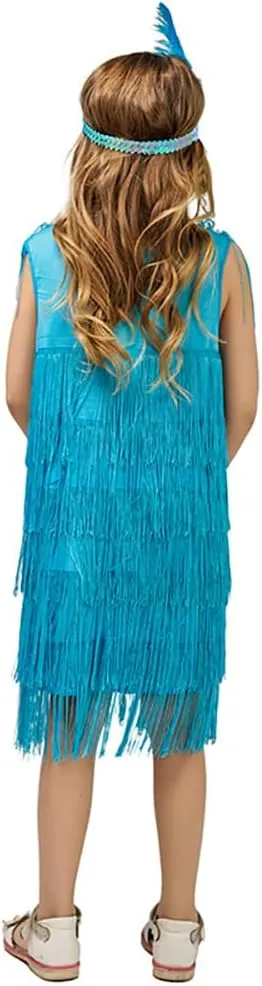 20s Flapper Dresses for Girls Salsa Latin Dance Dress 1920s Gatsby Tassel Fringe Flapper Dress   Feather Headband Dancewear