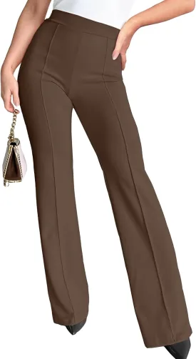 Agenlulu Wide Leg Dress Pants for Women Elastic High Waist Straight Leg Pants Business Casual Pull on Office Work Slacks