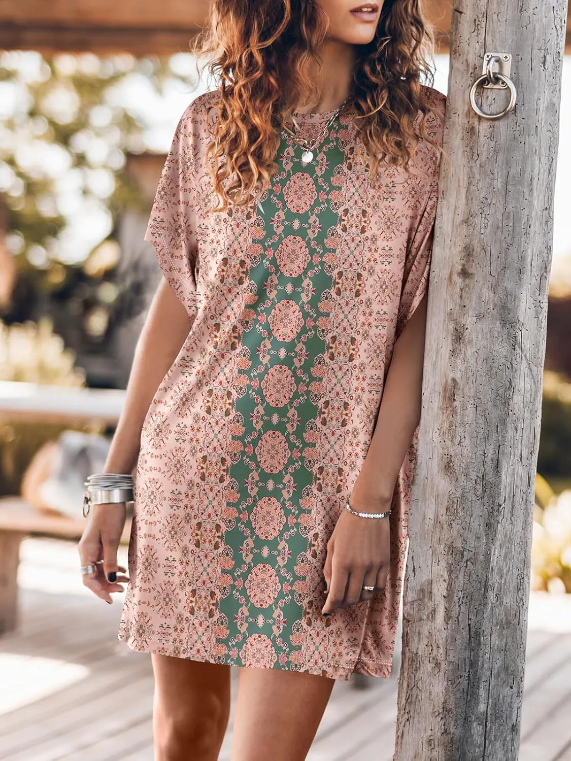 ANRABESS Womens Summer T Shirt Dress 2025 Beach Vacation Travel Outfits Casual Simple Soft Mini Sundress Cover Up Clothes