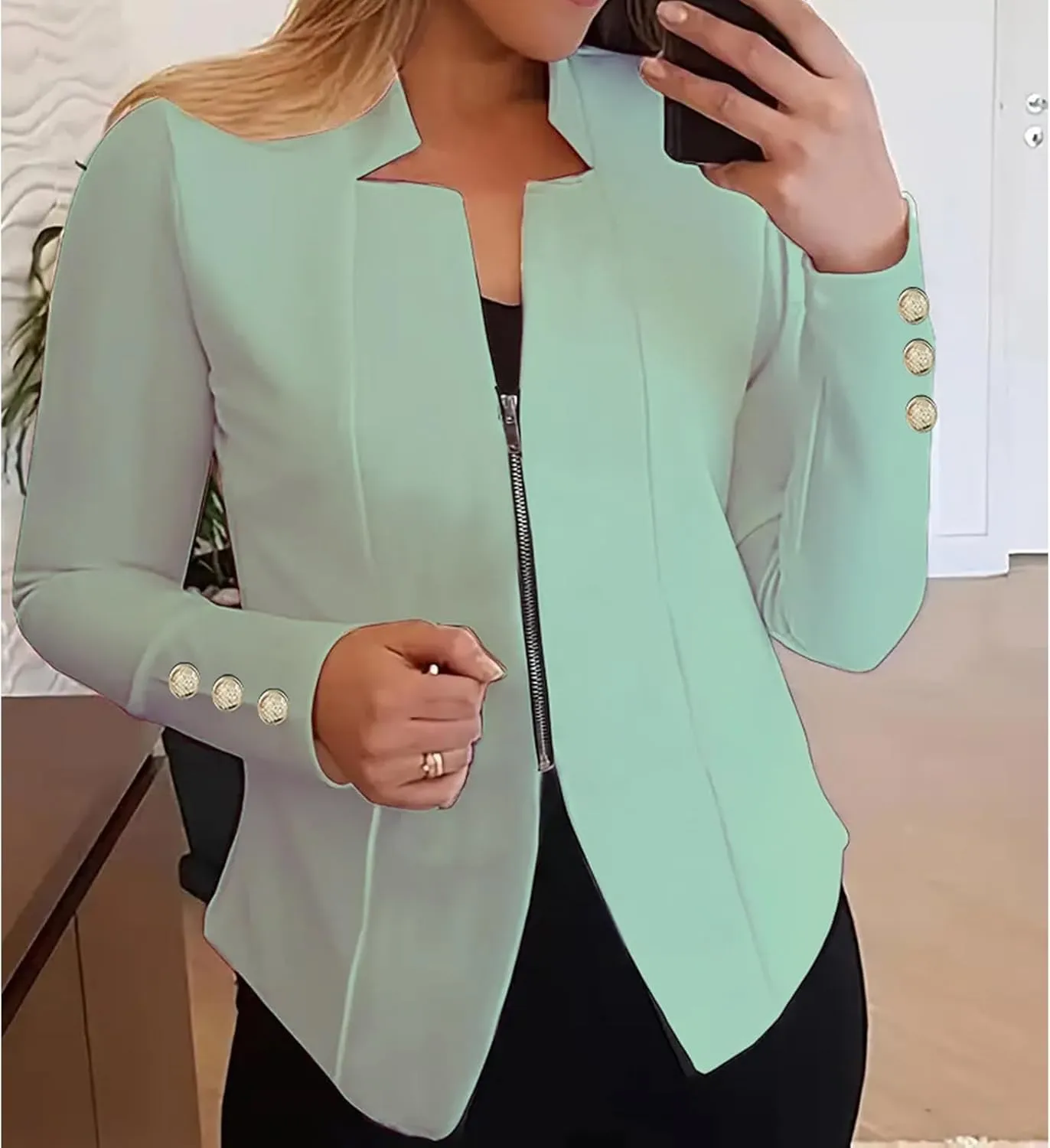 Blazers for Women Business Casual Office Work Blazer Jacket Open Front Lightweight Long Sleeve Zip Up Coat Fall Outfit