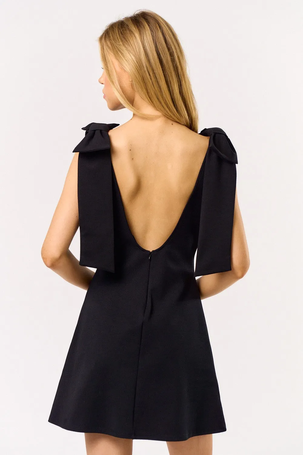 BOW SHOULDER MINI DRESS