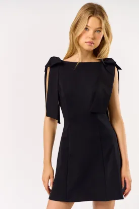 BOW SHOULDER MINI DRESS