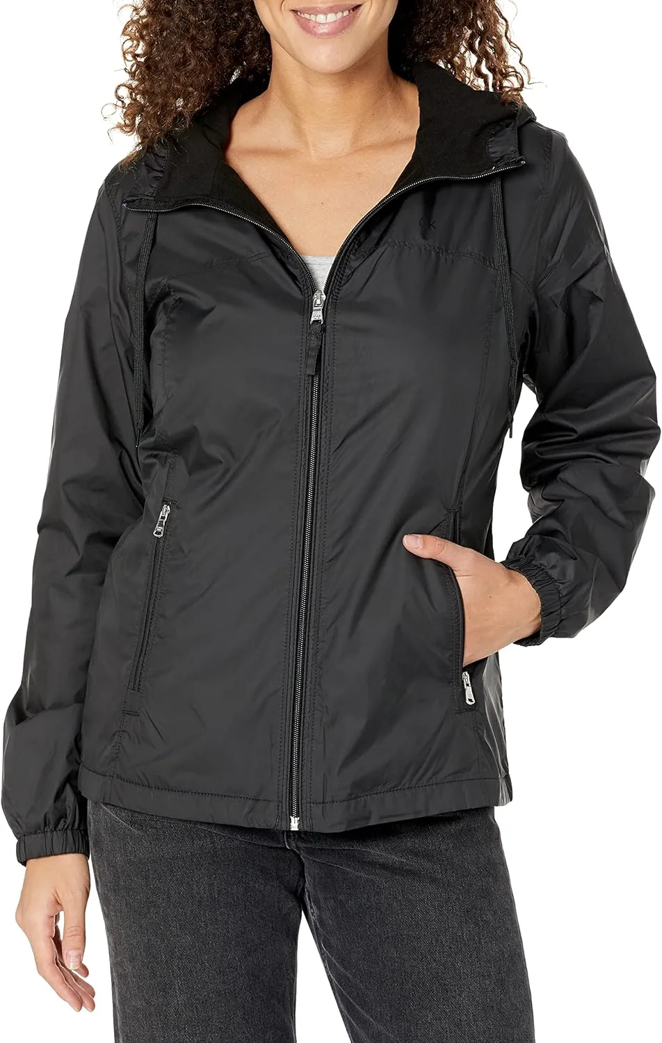 Calvin Klein Womens Zip Front Windbreaker