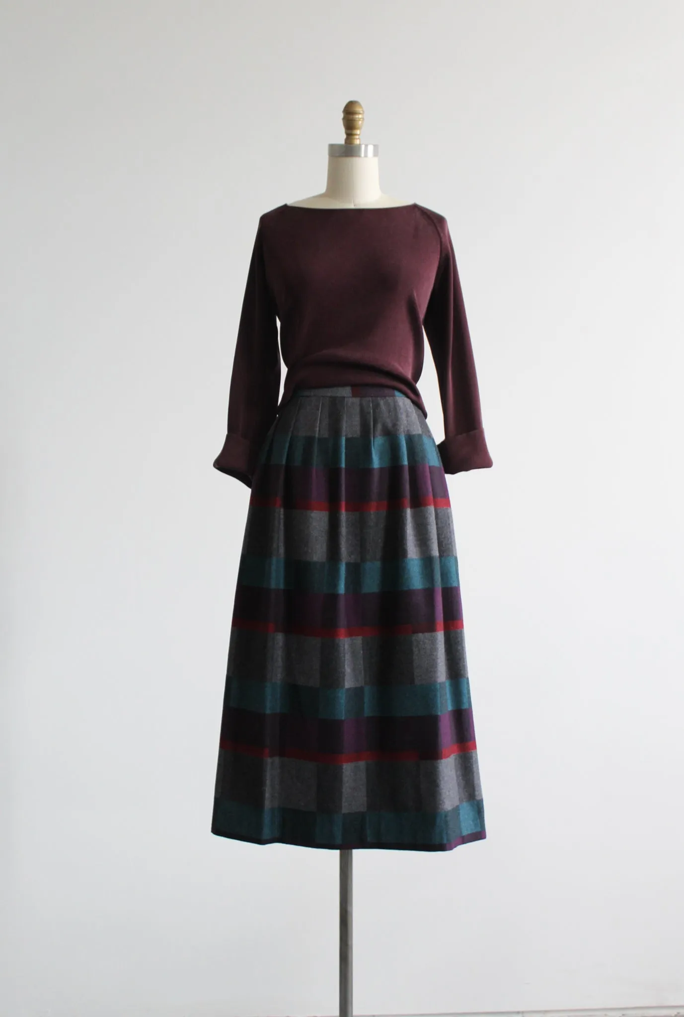 cambridge wool midi skirt