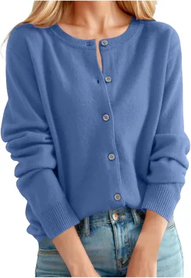 Cute Cardigan Sweater for Women 2025 Lightweight Knitted Sweater Coat Fall Winter Merino Wool Cropped Jumper Top