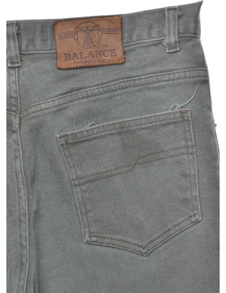 High Waist Light Green Tapered Jeans - W29 L34