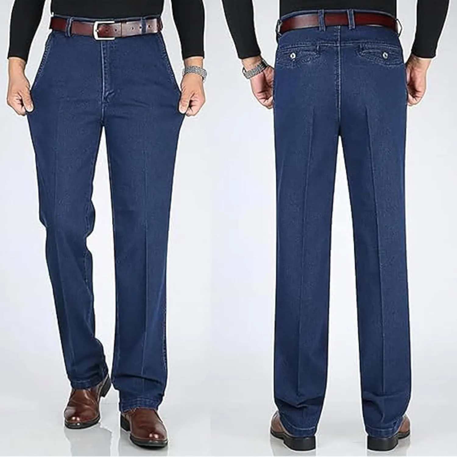 Jett Jeans for Men, Classic Straight Fit Stretch Jeans, Regular Relaxed Fit, Blue, Black