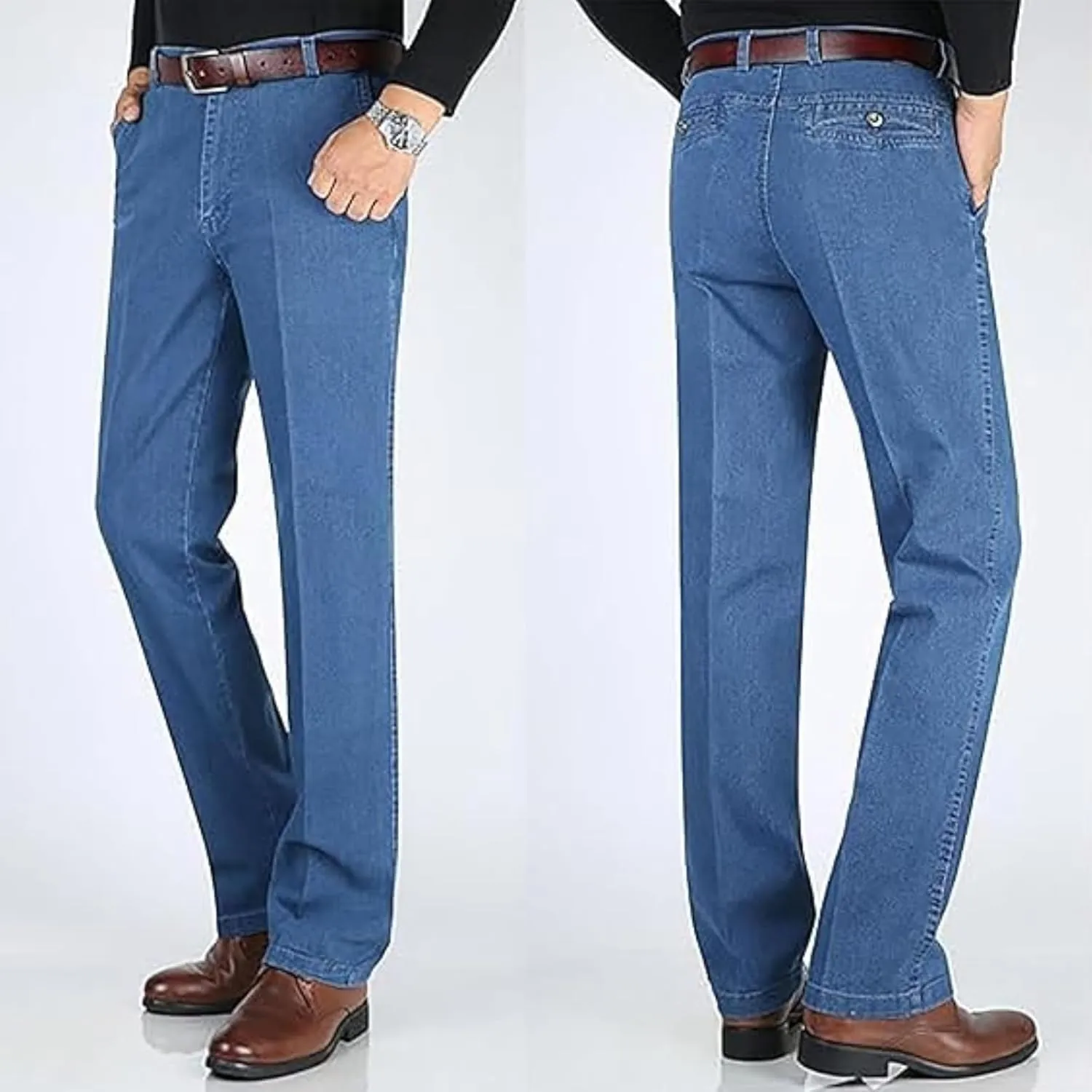 Jett Jeans for Men, Classic Straight Fit Stretch Jeans, Regular Relaxed Fit, Blue, Black