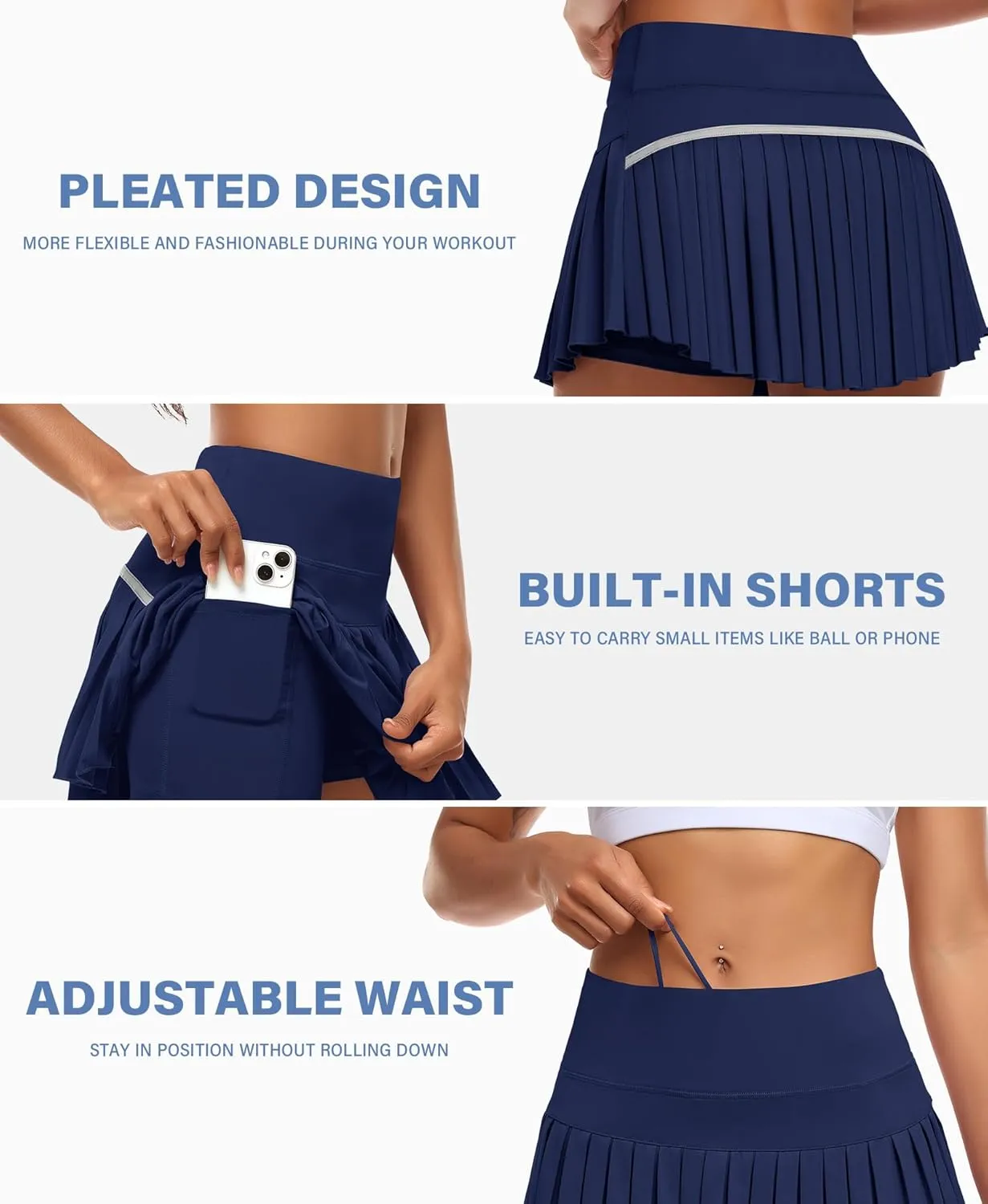 JoyGirl Womens Pleated Tennis Skirt with Shorts High Waisted Golf Skort Mini Skirt Workout Skirt Athletic Skorts with Pockets