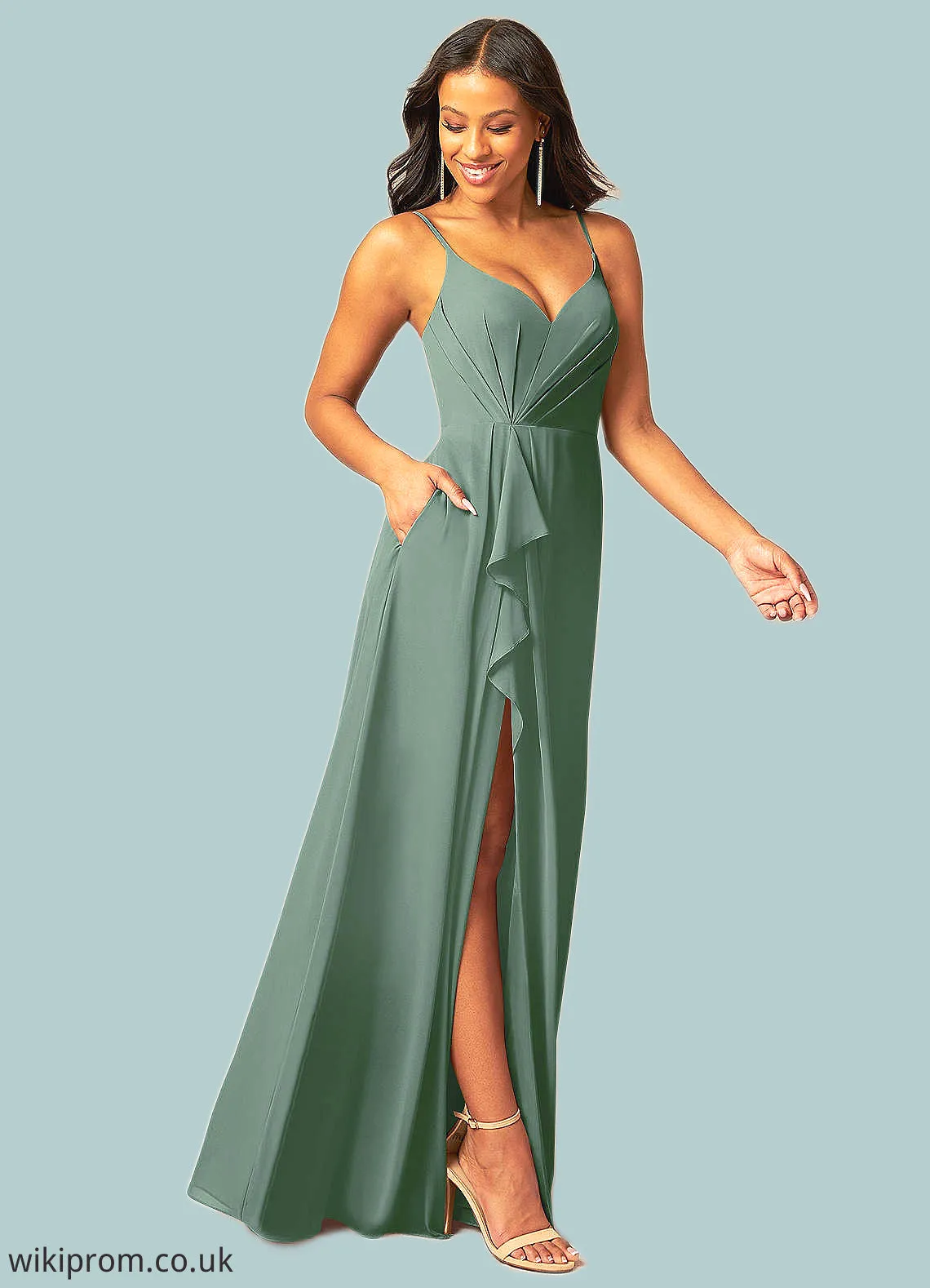 Kelsey A-Line Pleated Chiffon Floor-Length Dress SWKP0019680