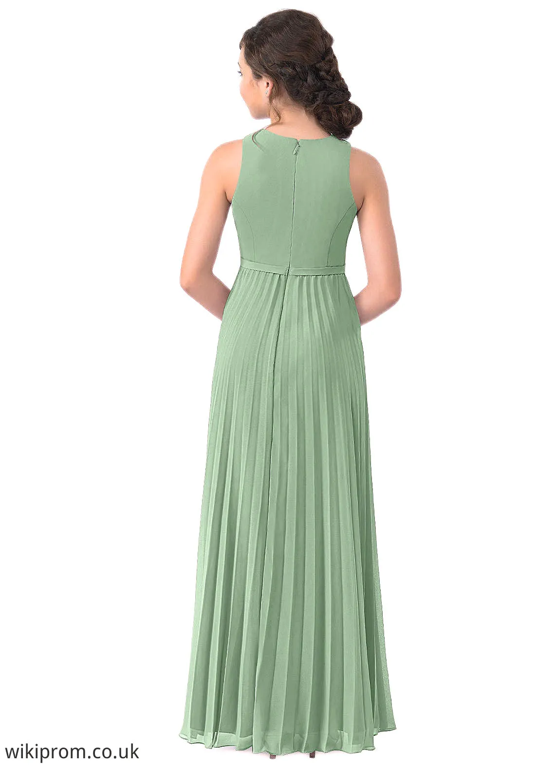 Lillie A-Line Pleated Chiffon Floor-Length Junior Bridesmaid Dress SWKP0019982
