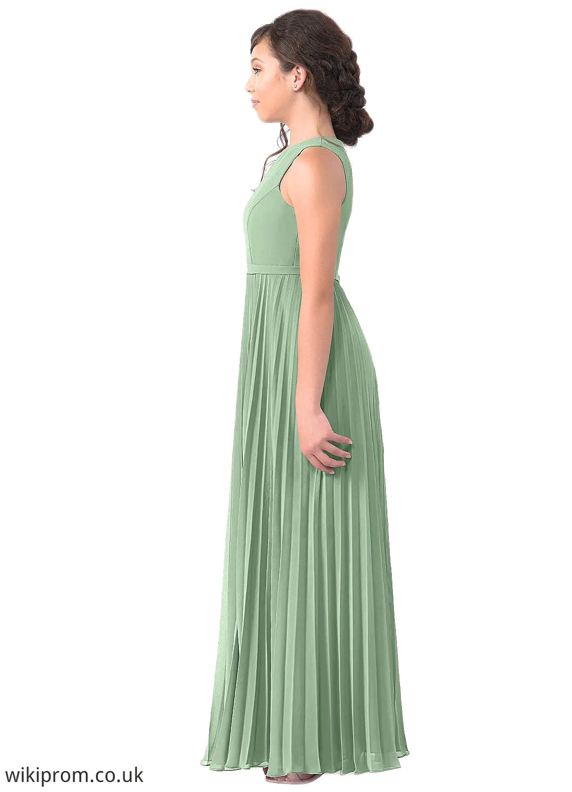 Lillie A-Line Pleated Chiffon Floor-Length Junior Bridesmaid Dress SWKP0019982