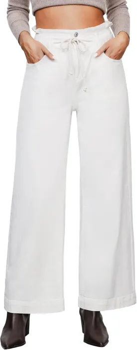 LookbookStore Womens Jeans Wide Leg High Waisted Trendy Elastic Wasit Drawstring Stretch Denim Pants Baggy Trouser Jeans