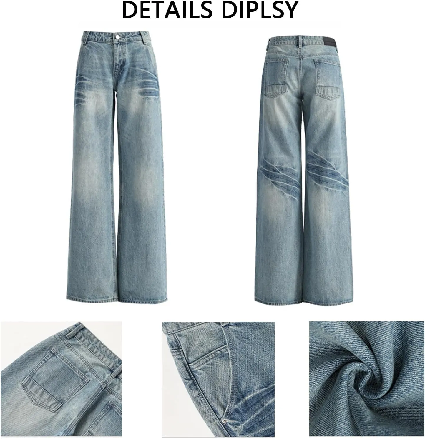 Low Rise Baggy Jeans for Women Wide Leg Y2k Boyfriend Jeans Vintage Washed Loose Fit Mom Denim Pants Streetwear
