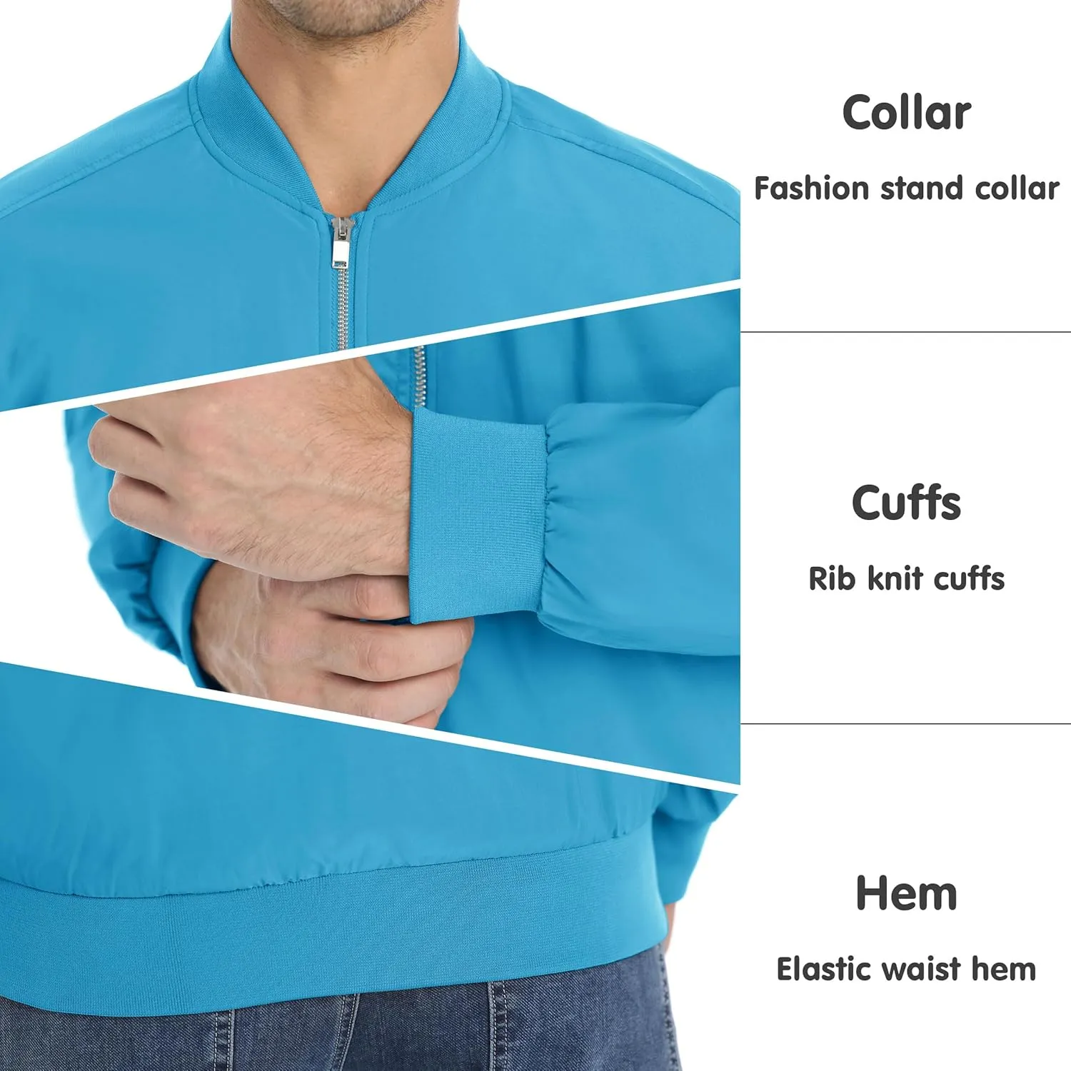 MAGNIVIT Men's Lightweight Bomber Jacket Windbreaker Casual Fall Spring Outdoor Coat