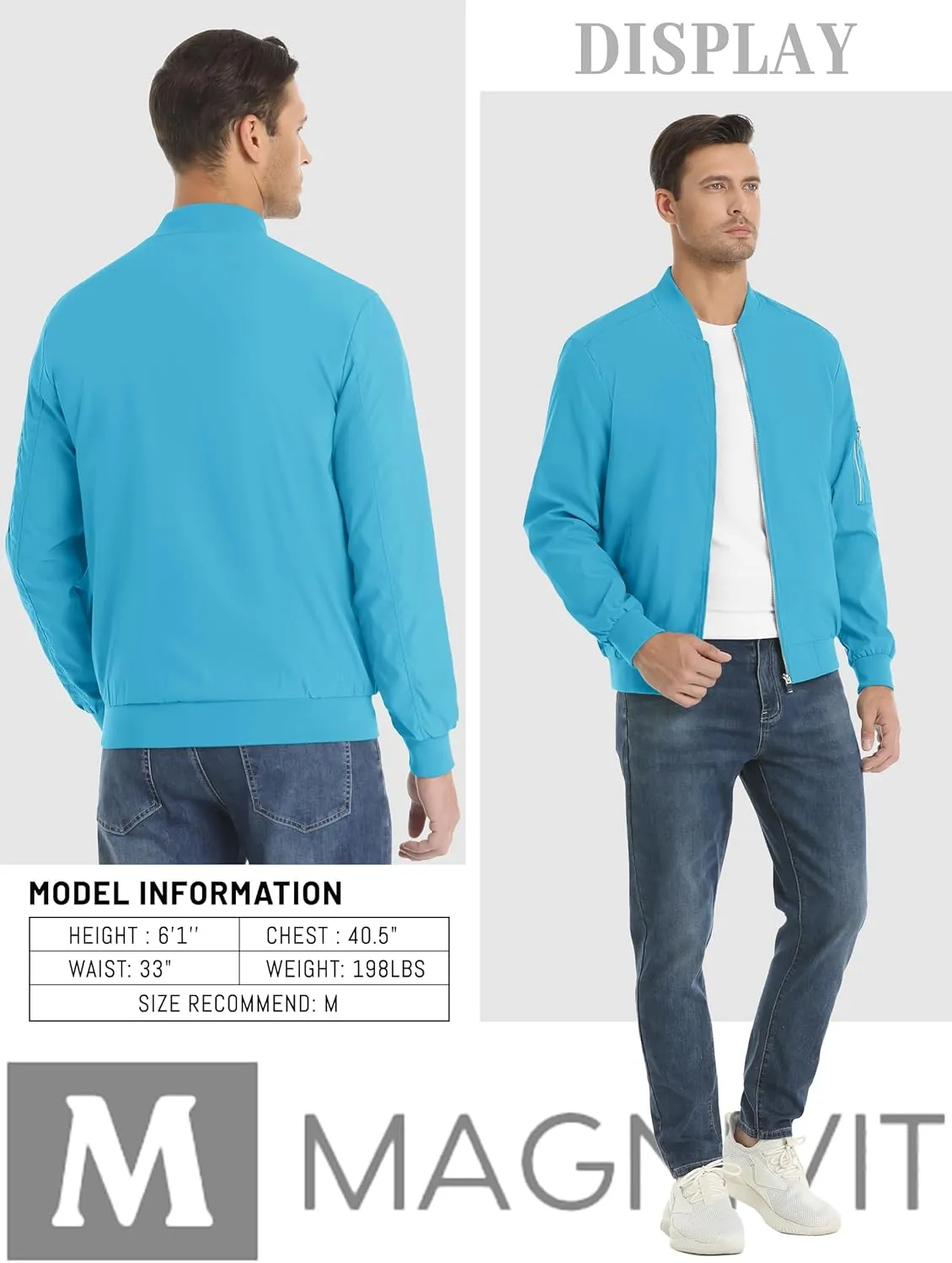 MAGNIVIT Men's Lightweight Bomber Jacket Windbreaker Casual Fall Spring Outdoor Coat