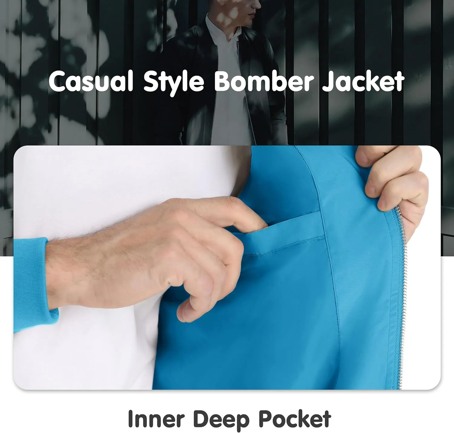 MAGNIVIT Men's Lightweight Bomber Jacket Windbreaker Casual Fall Spring Outdoor Coat