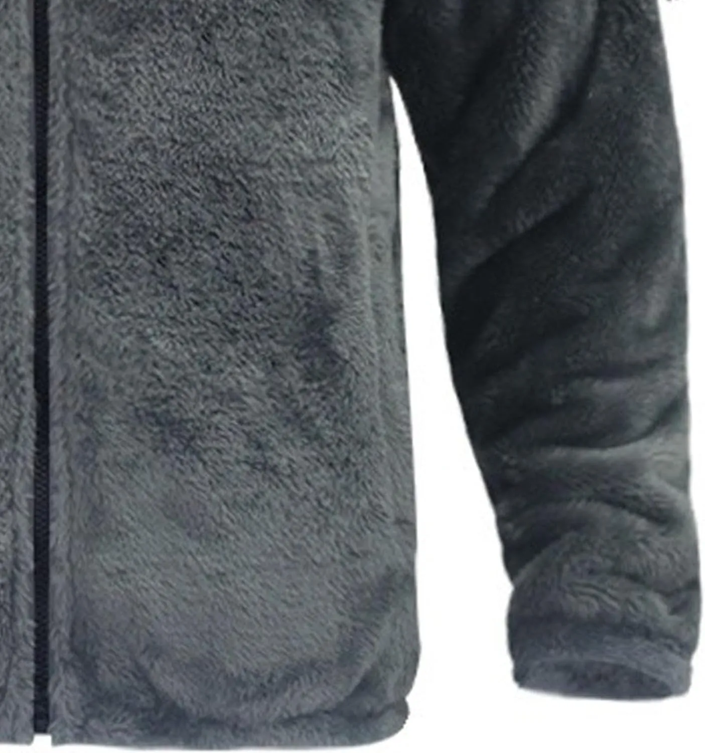 Men's Winter Plush Hooded Jackets Fleece Long Sleeve Full-Zip Hoodie Zipper Casual Outerwear with Pockets