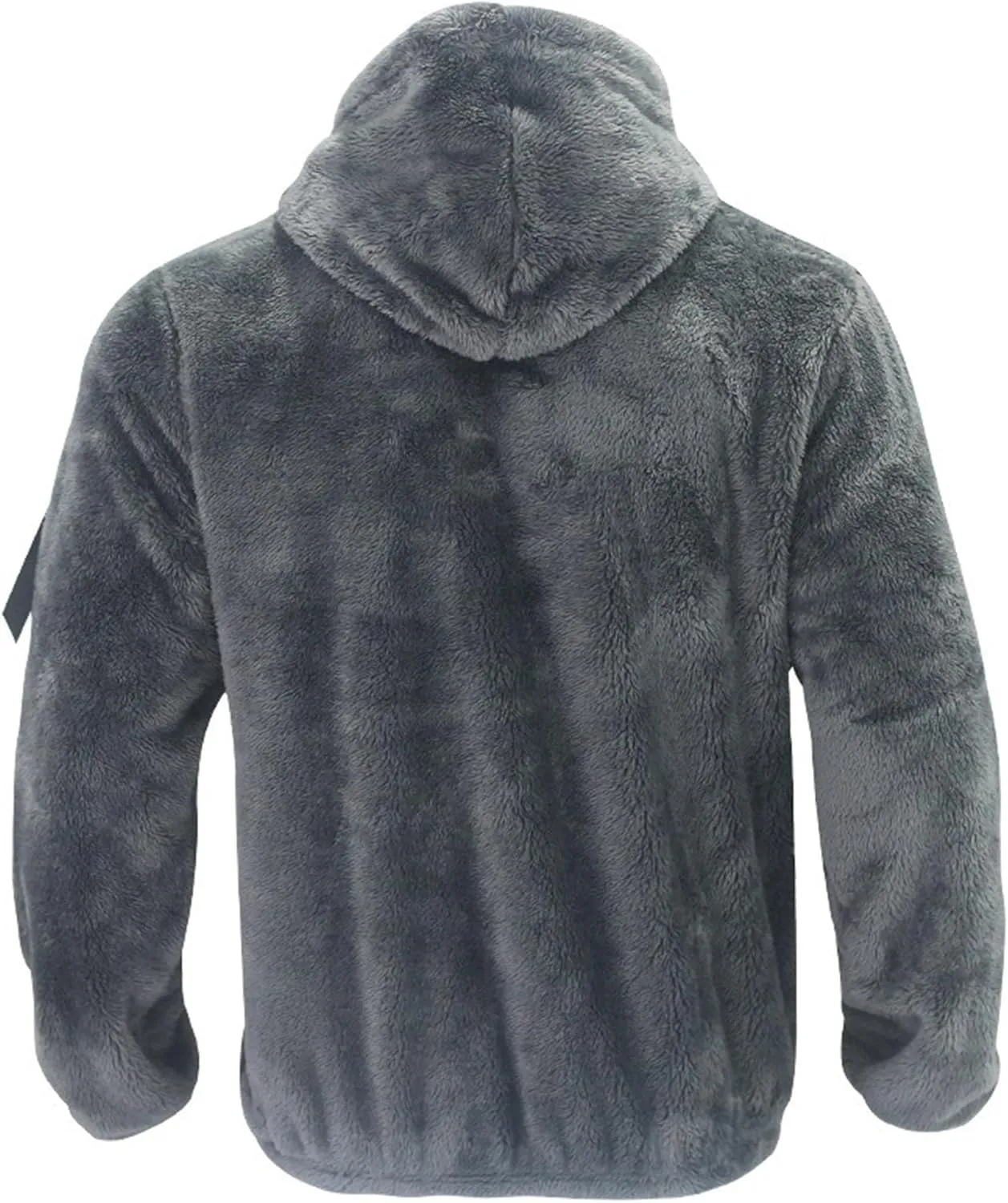 Men's Winter Plush Hooded Jackets Fleece Long Sleeve Full-Zip Hoodie Zipper Casual Outerwear with Pockets