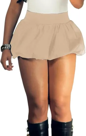 Molisry Women's Y2K Bubble Skirt Streetwear High Waisted Stretchy Cute Flared Puffy Pleated Mini Skirt 2024 Summer
