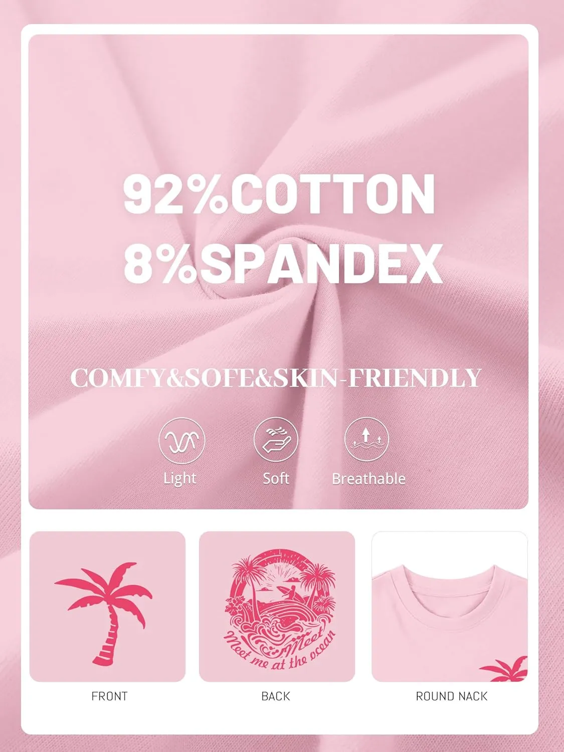 Oversized Graphic Tees for Women Hawaiian Beach Palm Tree Shirt Cute Vacation T Shirts Teens Summer Short Sleeve Top