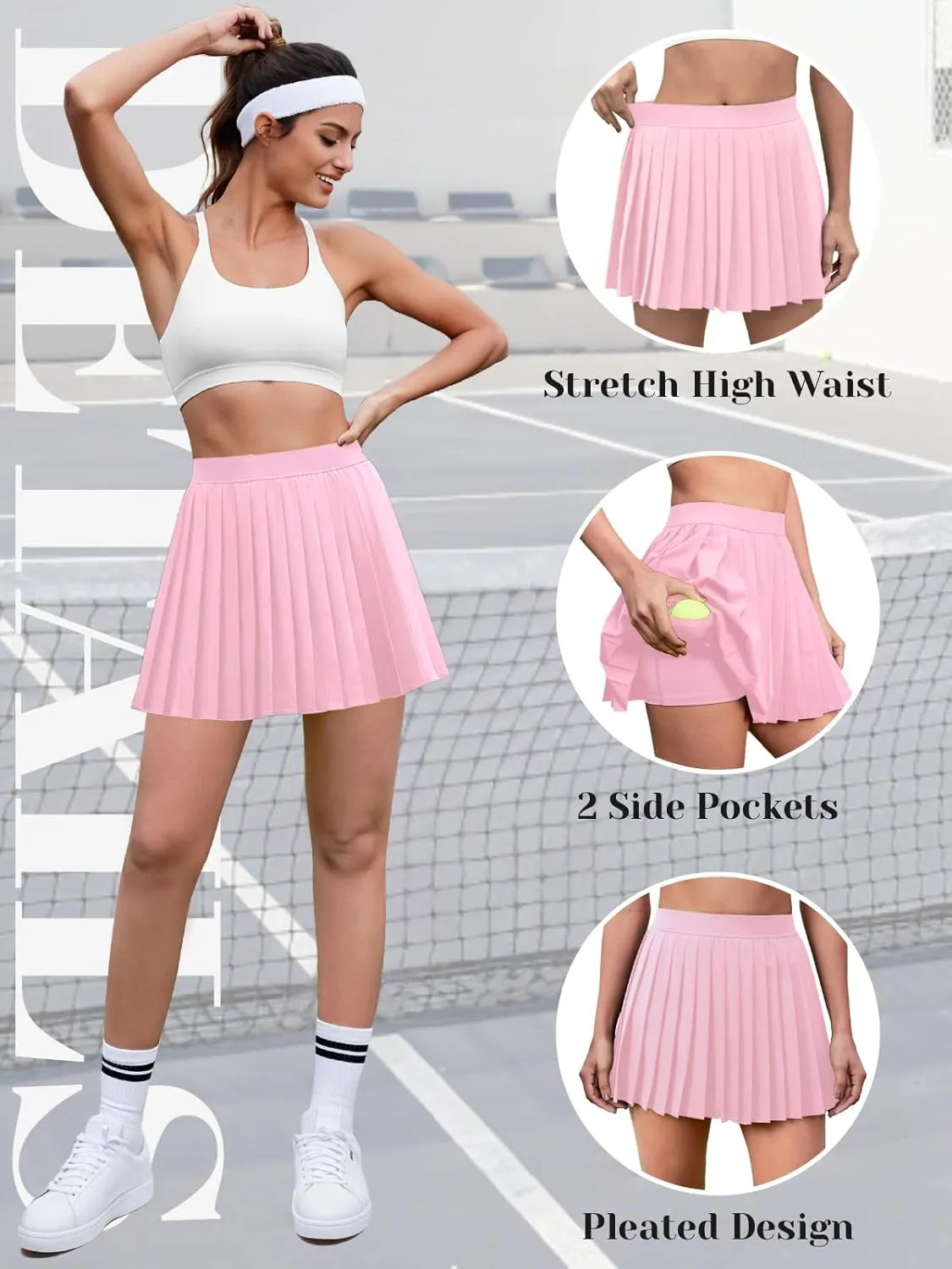 Pleated Tennis Skirts for Women High Waisted Golf Skirt with Pockets Athletic Workout Casual Skorts