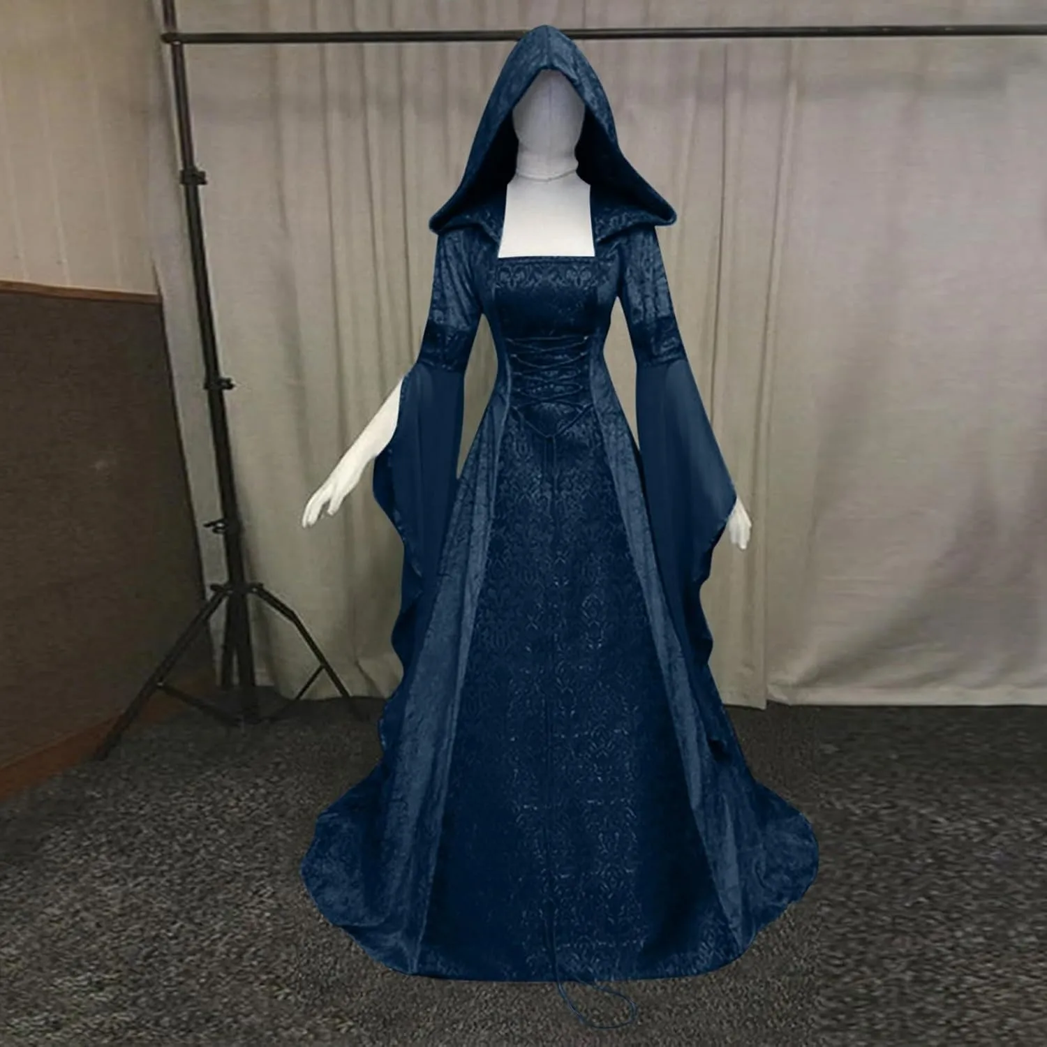 SHOPESSA Women's Gothic Dress with Hood Medieval Costume Corset Renaissance Dress Victorian Dress
