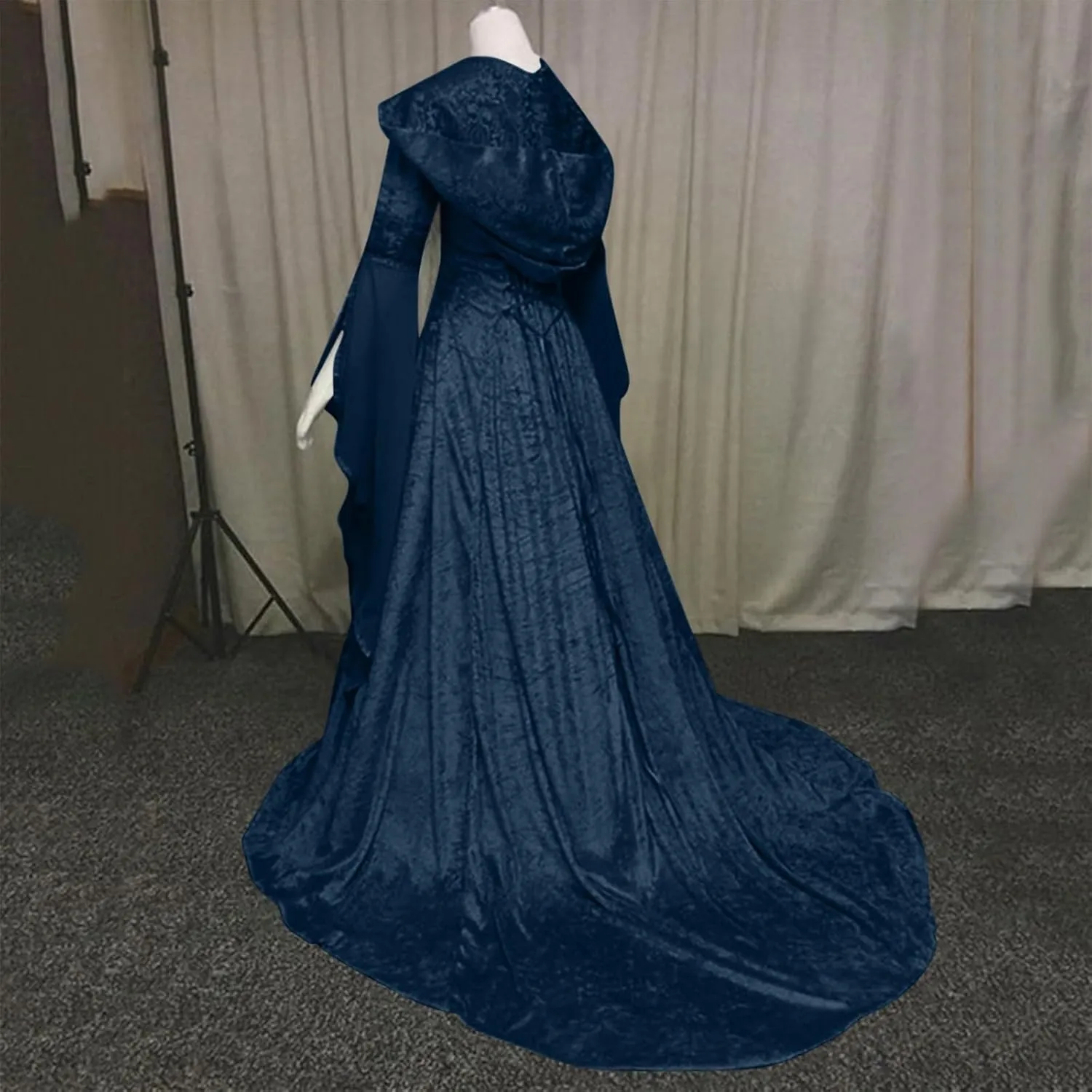 SHOPESSA Women's Gothic Dress with Hood Medieval Costume Corset Renaissance Dress Victorian Dress