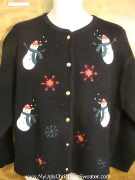 Snowmen with Snowflakes Tacky Xmas Party Sweater