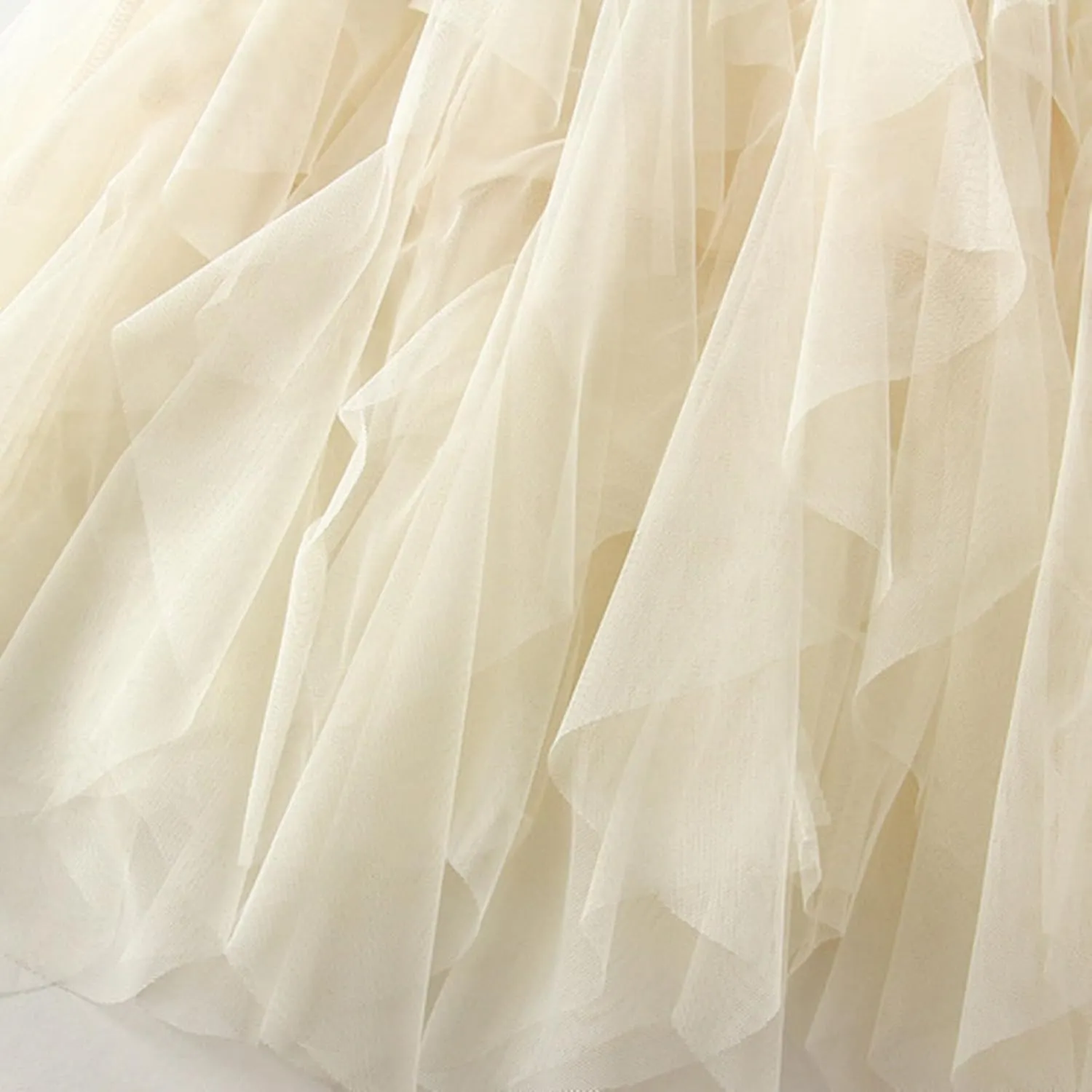 Tulle Tutu Skirts for Women Summer Fashion Elastic High Waist Tiered Ruffle Hem Midi Skirt Elegant Puffy Fairy Skirt