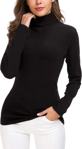 Women's Long Sleeve Turtleneck Sweater Slim Fitted Knitted Pullover Sweater Tops