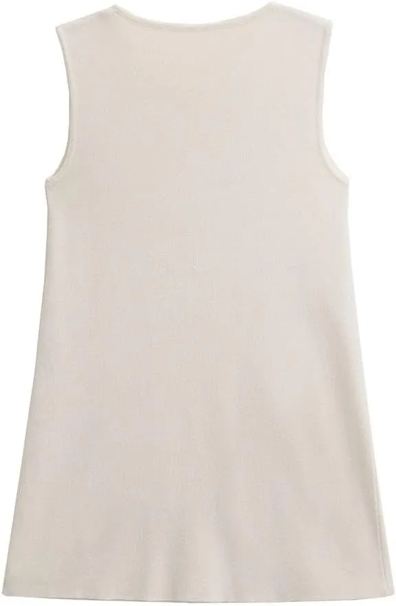 Womens Petite Tank Dress Sleeveless Soft Stretch Knit Casual Elegant Cute Mini Dress with Pocket for Wedding Guest