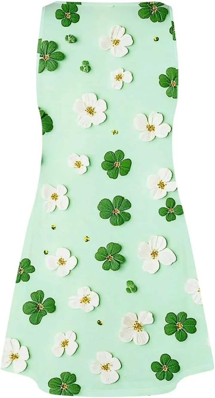 Women's Summer Dresses Beach Printed Swimsuit Coverup Vacation 2025 Sundress V Neck Sleeveless Dress with Pocket
